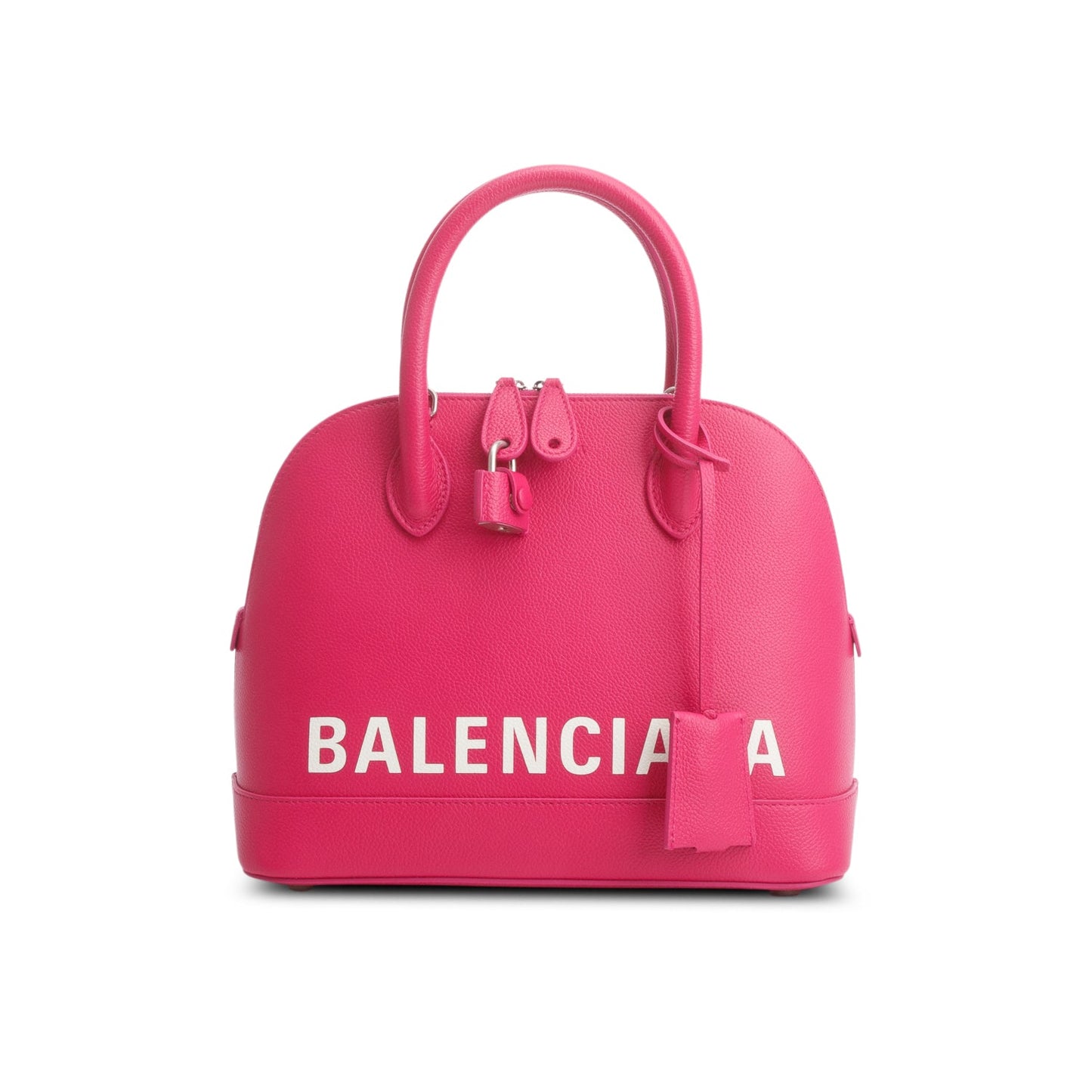 Balenciaga Pink Signature Grained Calfskin Logo S Ville Top Handle Bag