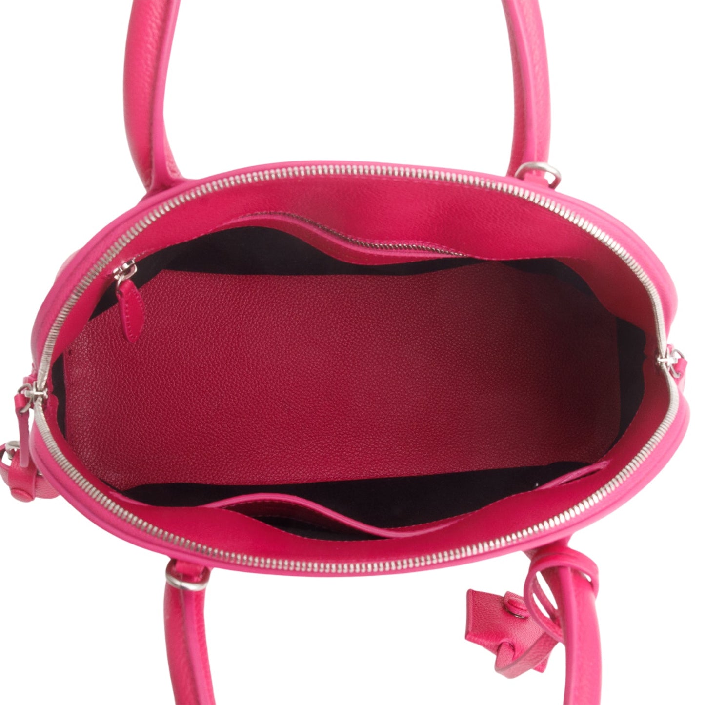 Balenciaga Pink Signature Grained Calfskin Logo S Ville Top Handle Bag