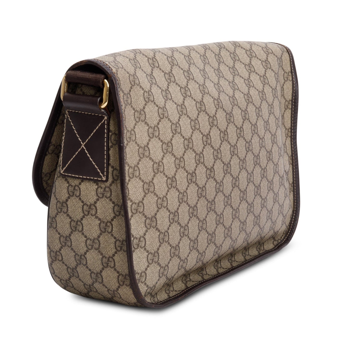 Gucci GG Supreme Double Buckle Flap Messenger Bag