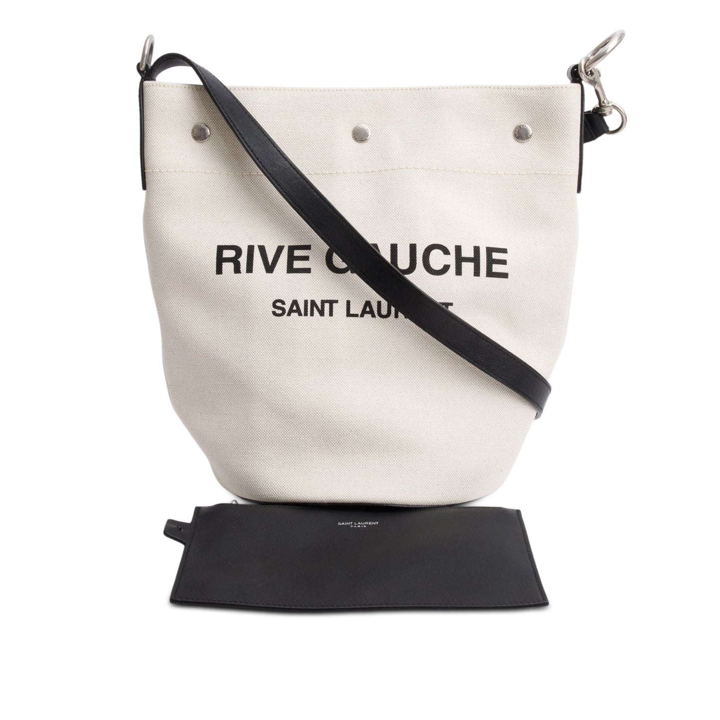 Saint Laurent 2022 Beige Linen Rive Gauche Bucket Bag