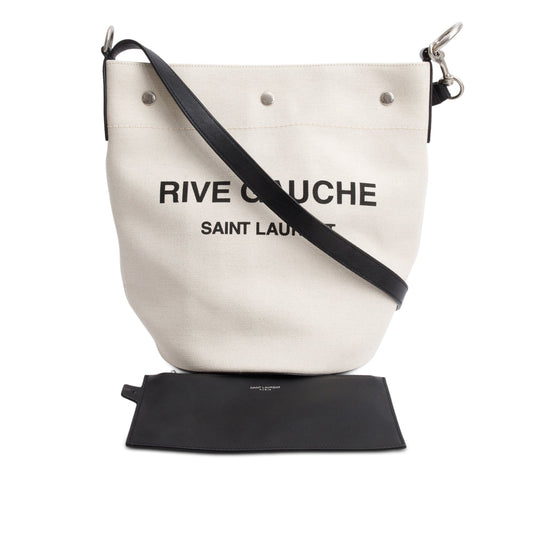 Saint Laurent 2022 Beige Linen Rive Gauche Bucket Bag
