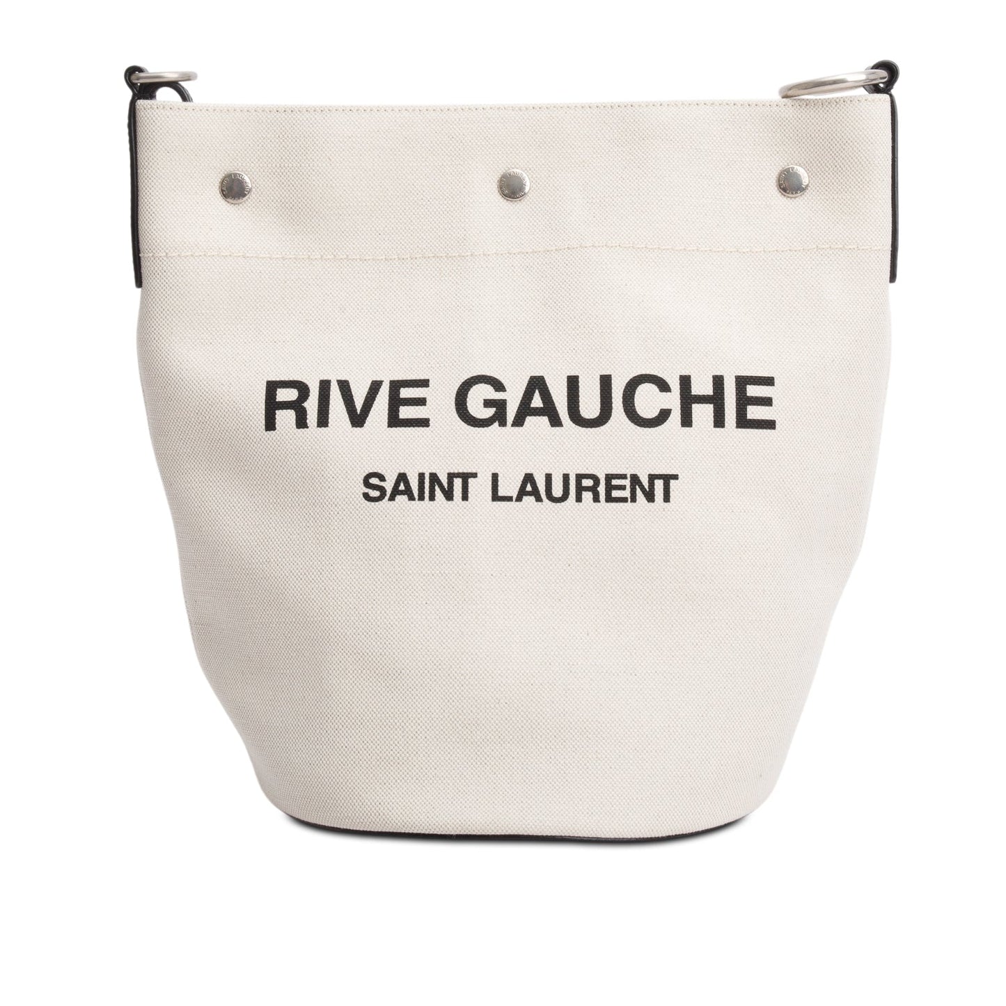 Saint Laurent 2022 Beige Linen Rive Gauche Bucket Bag