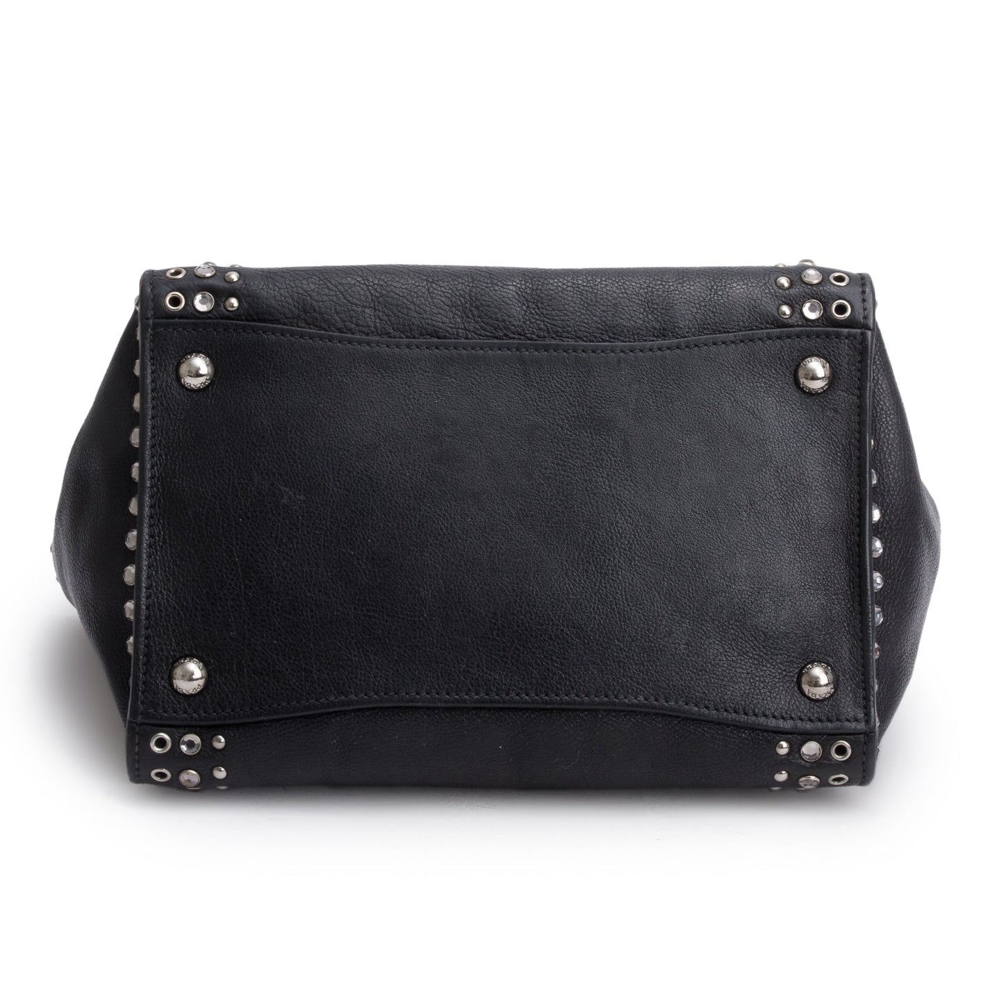 Prada Black Glace Calf Studded Twin Pocket Tote