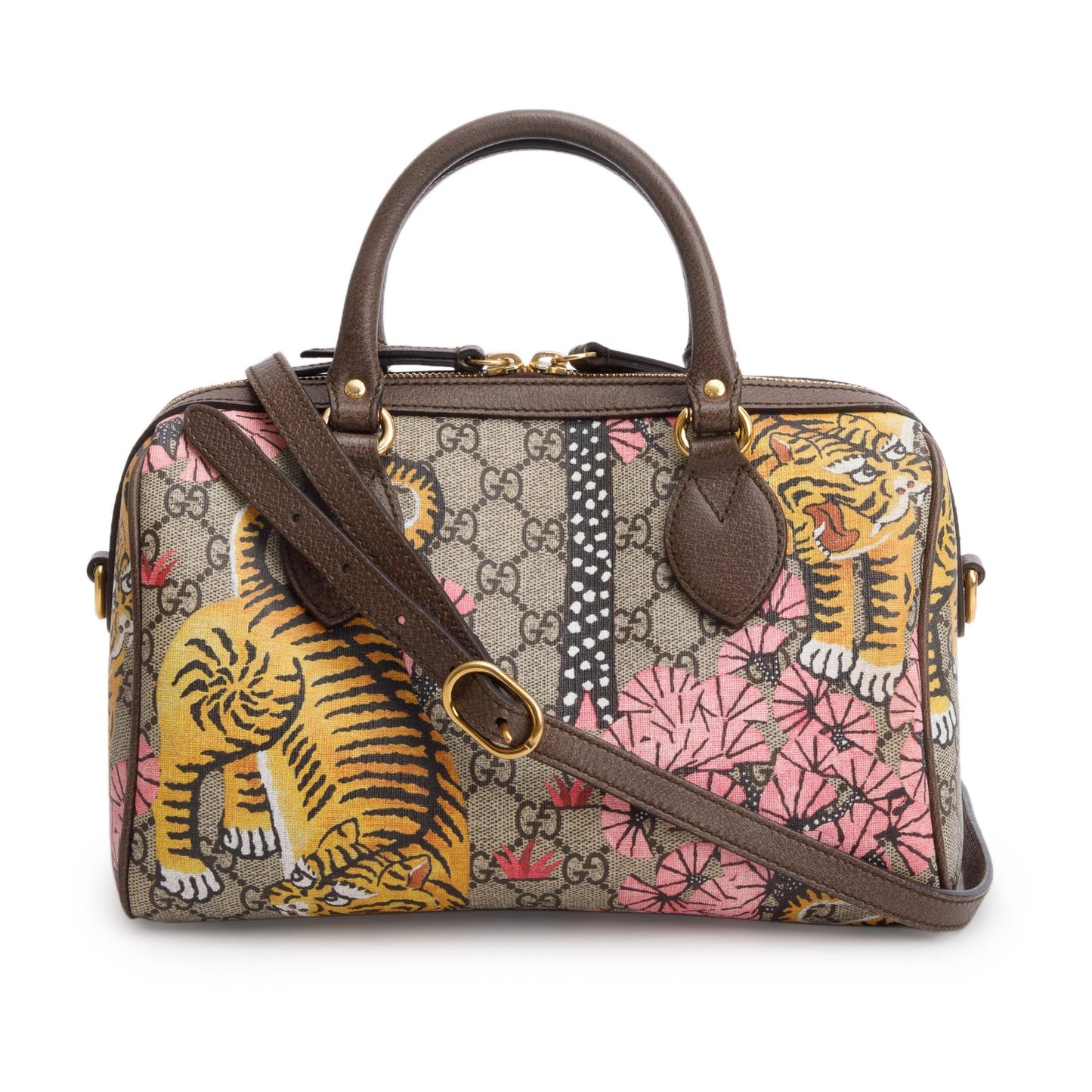 Gucci GG Supreme Monogram Bengal Web Small Boston Bag