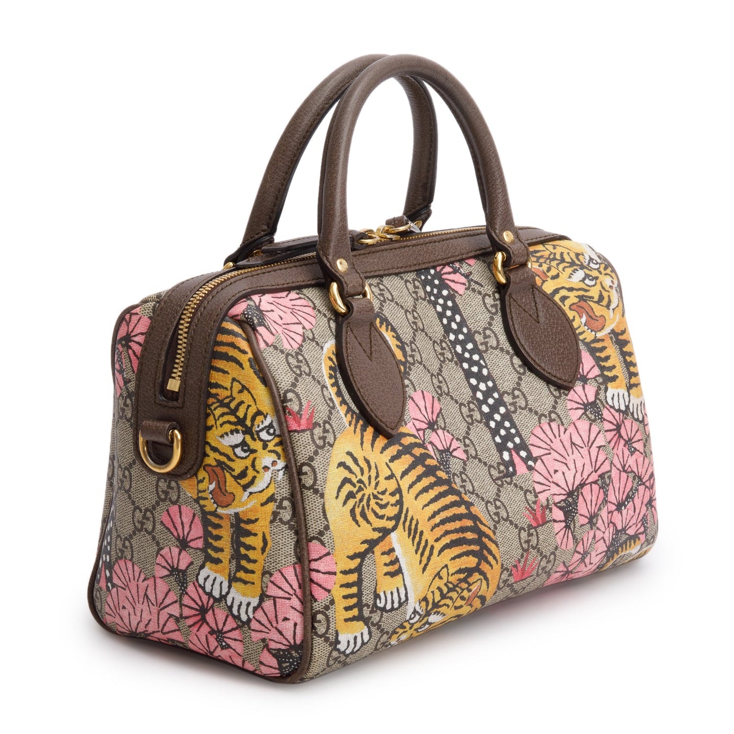 Gucci GG Supreme Monogram Bengal Web Small Boston Bag