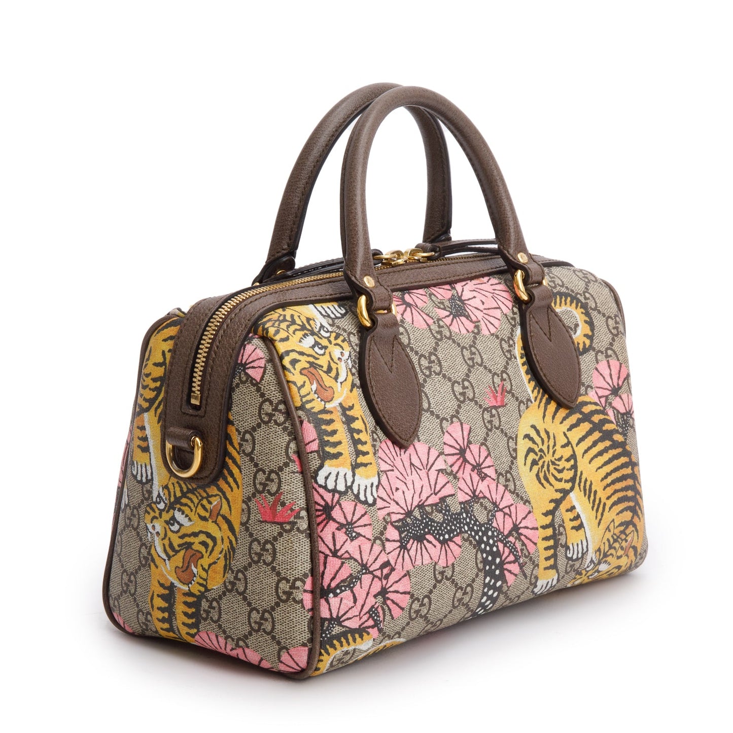 Gucci GG Supreme Monogram Bengal Web Small Boston Bag