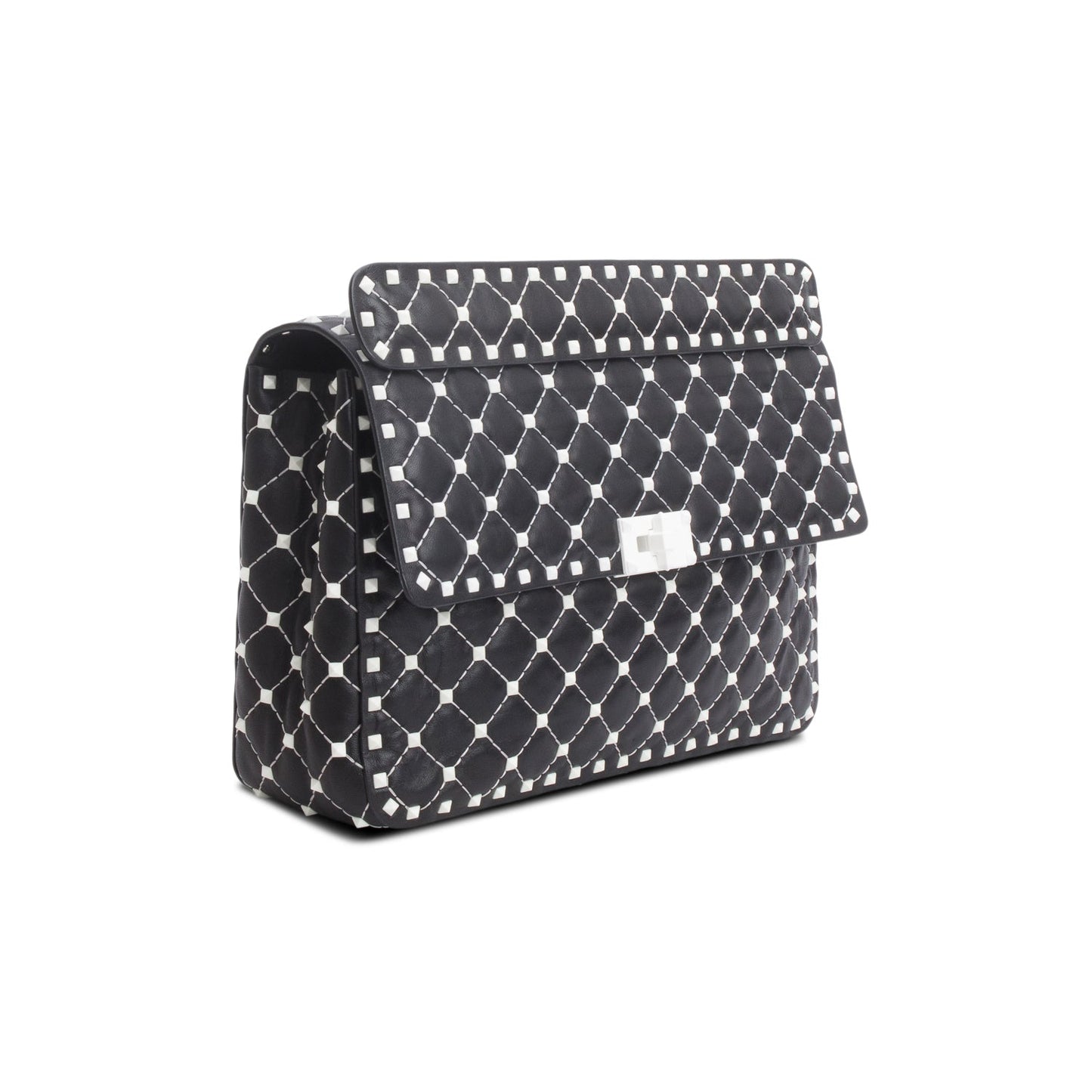 Valentino Black Nappa Leather Medium Rockstud Spike Shoulder Bag
