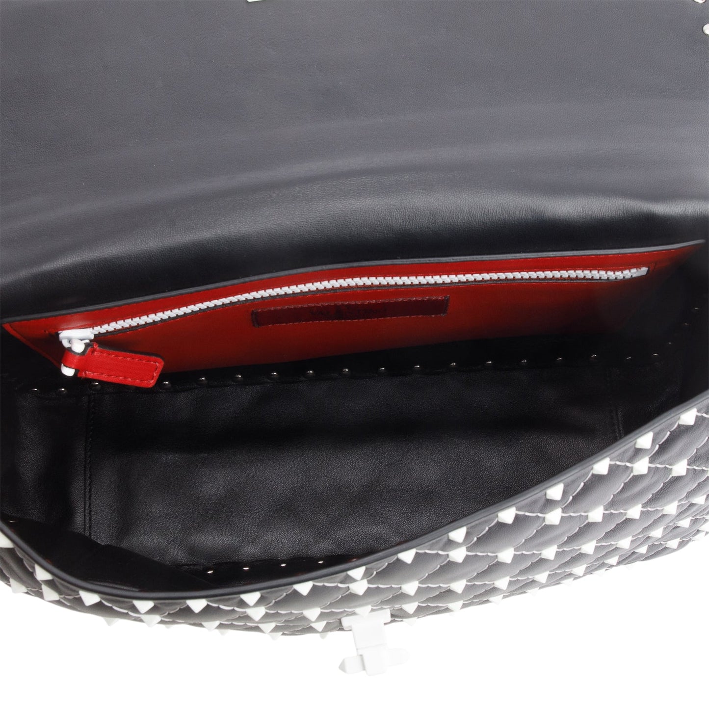 Valentino Black Nappa Leather Medium Rockstud Spike Shoulder Bag