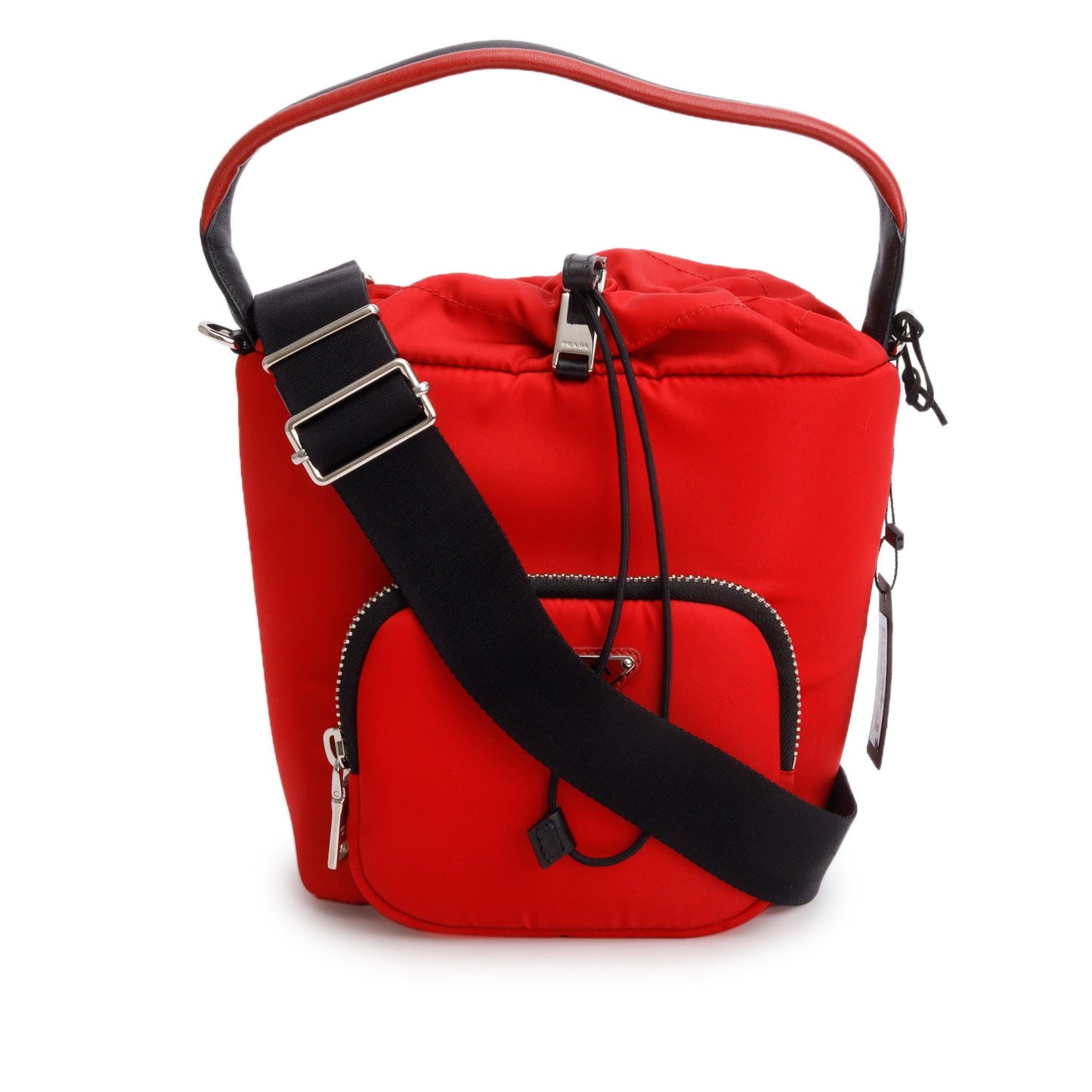 Prada Red Tessuto Nylon Cargo Pocket Bucket Bag