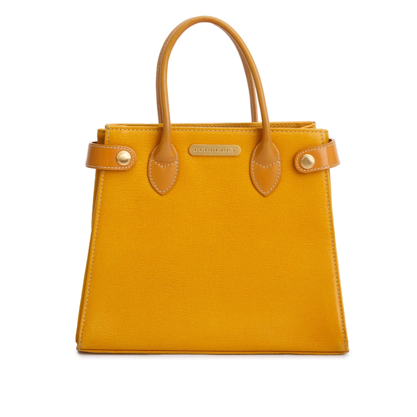 Burberry Yellow Calfskin Leather Small Tote