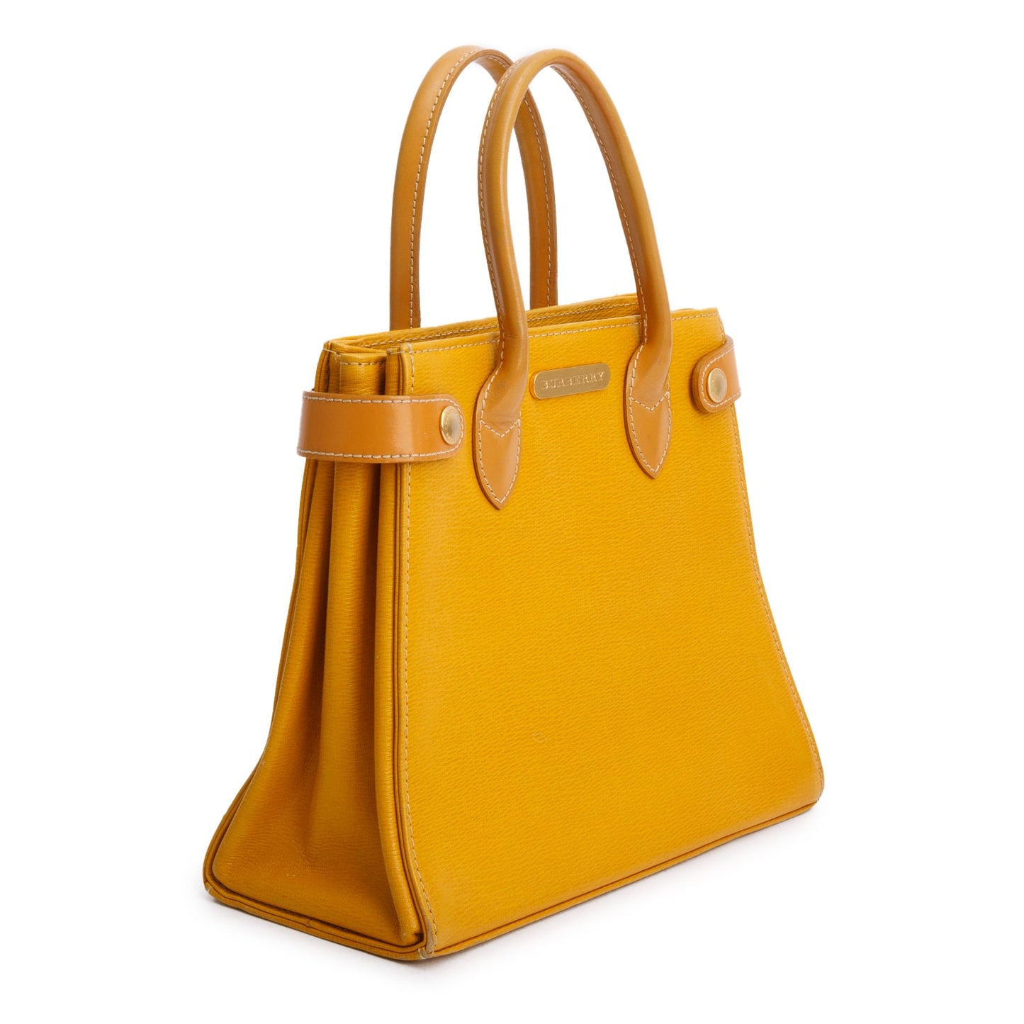 Burberry Yellow Calfskin Leather Small Tote