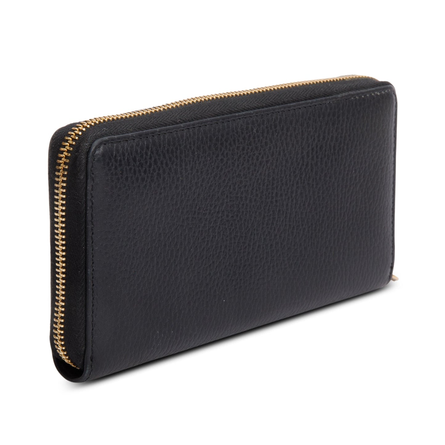 Gucci Black Calfskin Leather GG Marmont Zip Around Wallet
