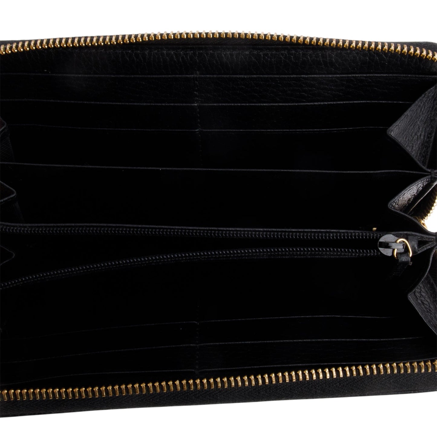 Gucci Black Calfskin Leather GG Marmont Zip Around Wallet