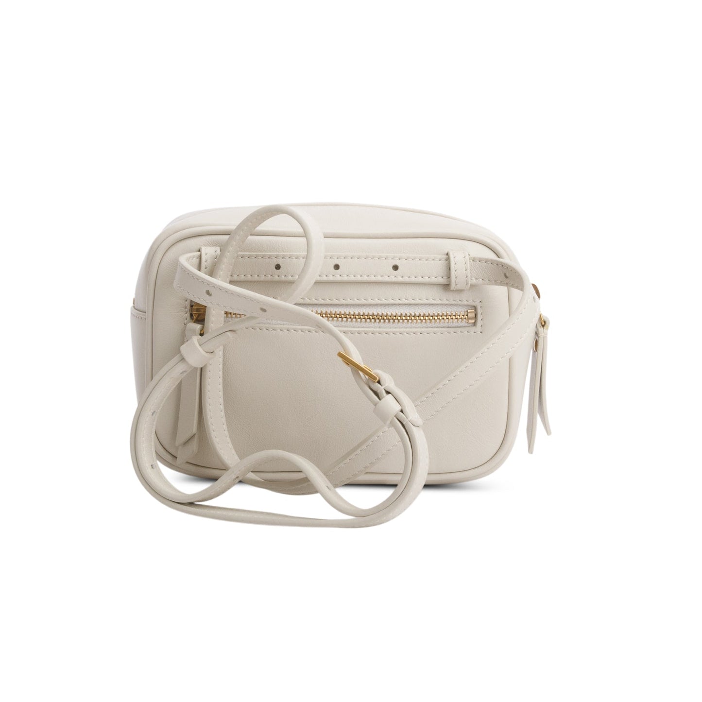 Saint Laurent 2020 White Chevron Leather Lou Camera Belt Bag