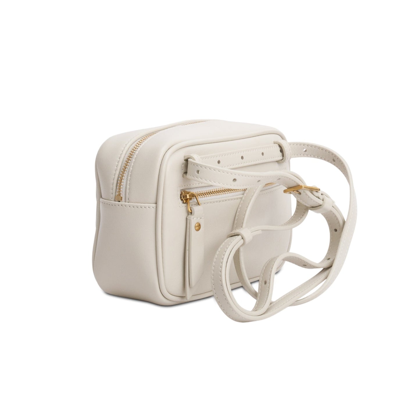 Saint Laurent 2020 White Chevron Leather Lou Camera Belt Bag