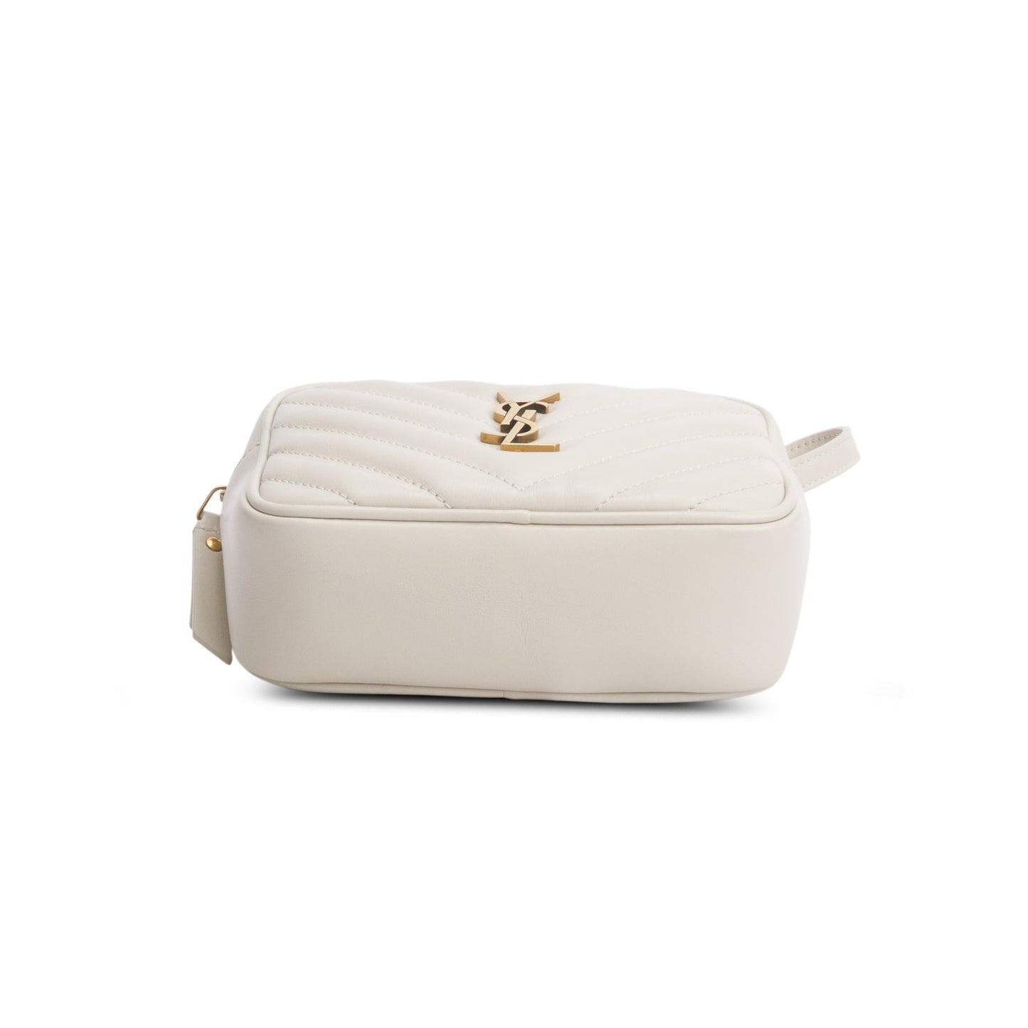 Saint Laurent 2020 White Chevron Leather Lou Camera Belt Bag