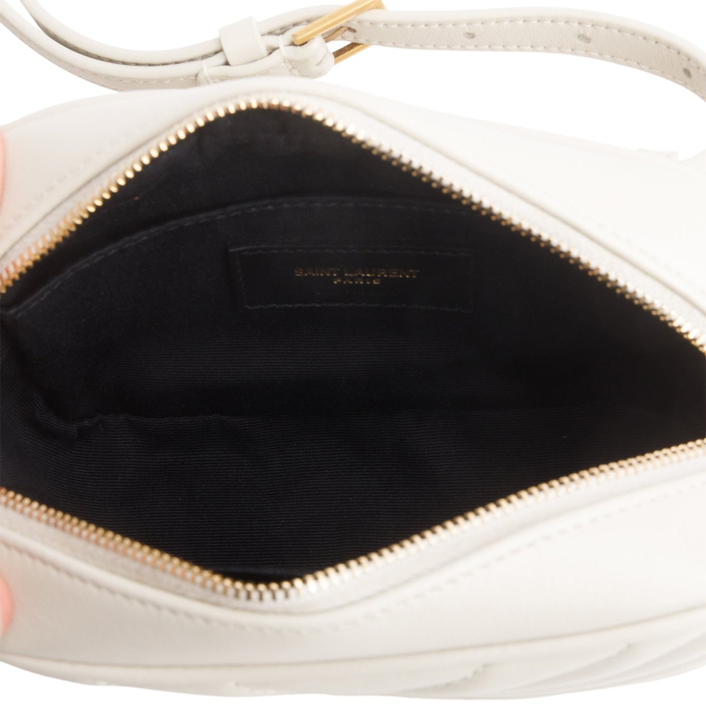 Saint Laurent 2020 White Chevron Leather Lou Camera Belt Bag