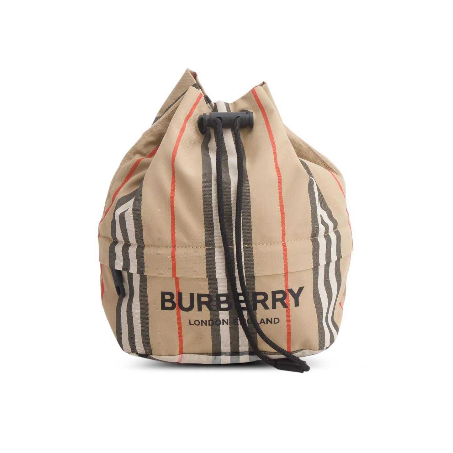 Burberry Beige Icon Stripe Nylon Phoebe Mini Drawstring Pouch