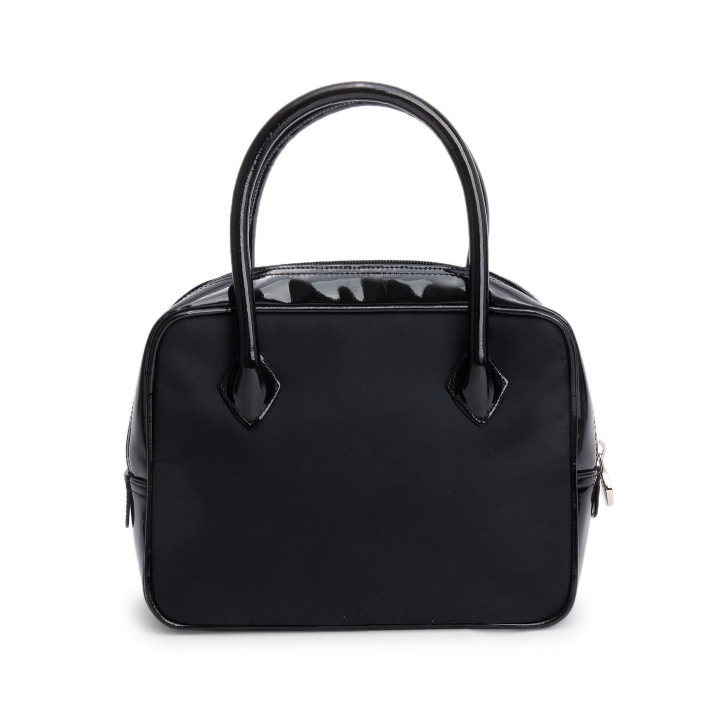 Valentino Black Nylon Patent Leather Top Handle Bag