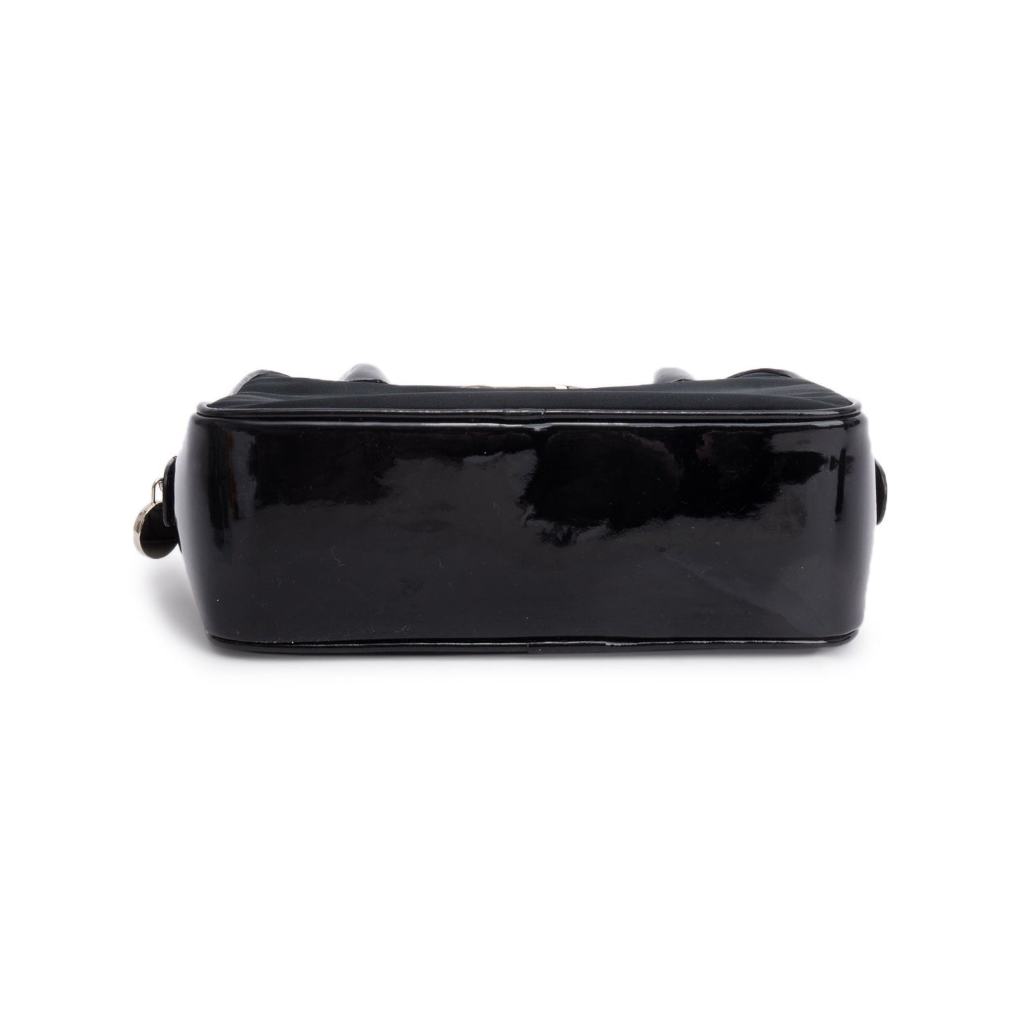 Valentino Black Nylon Patent Leather Top Handle Bag