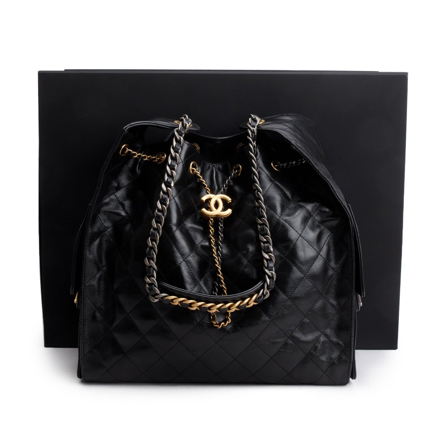 Chanel Black Grained Lambskin Medium 25 Handbag