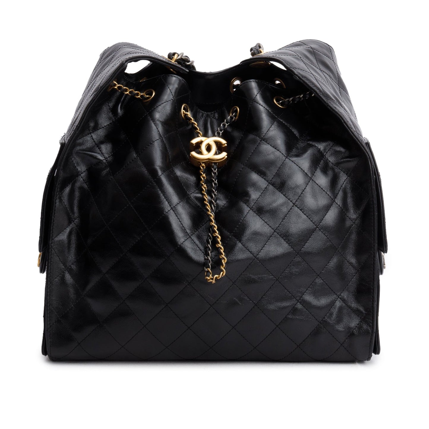 Chanel Black Grained Lambskin Medium 25 Handbag