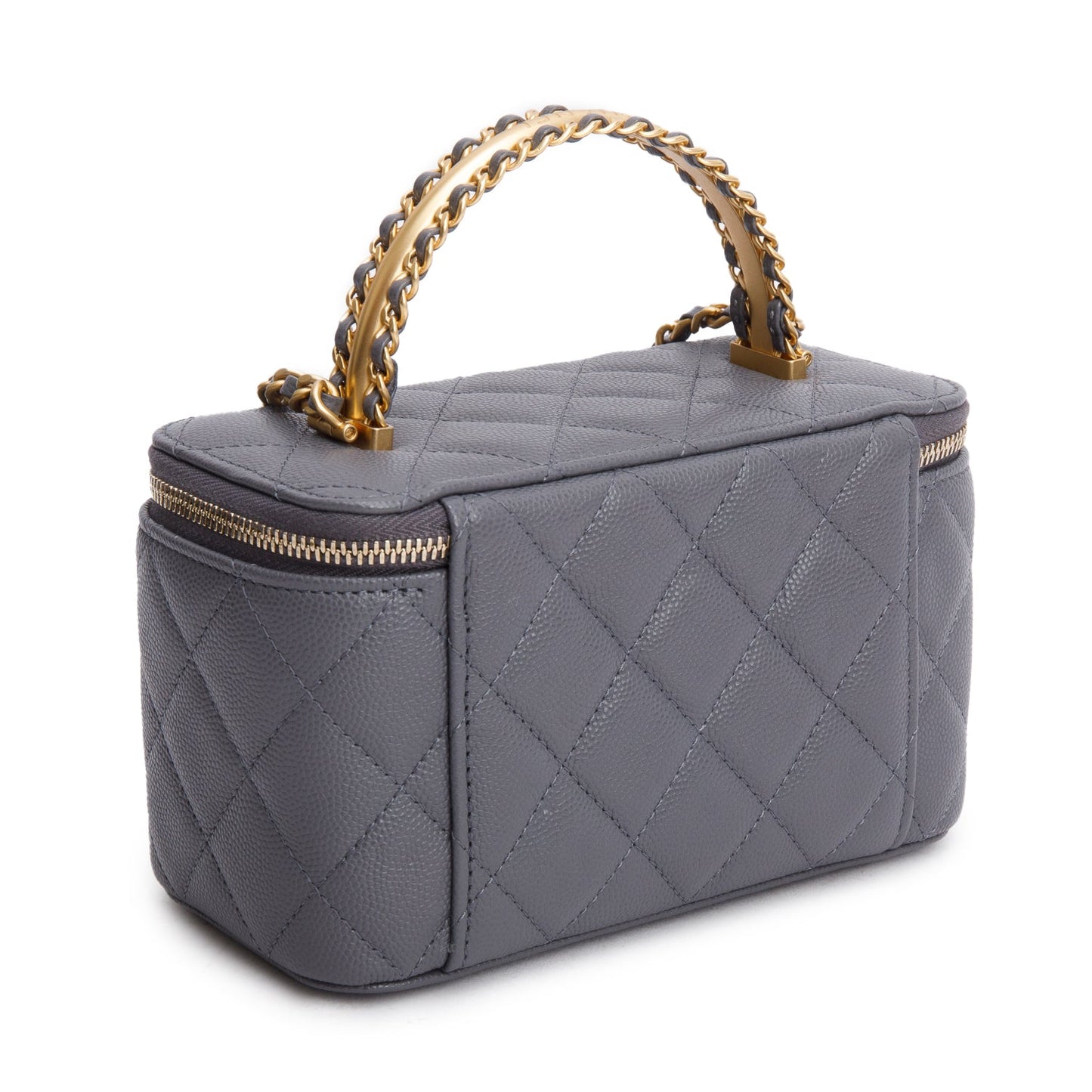 Chanel 2025 Grey Caviar Top Handle Long Vanity