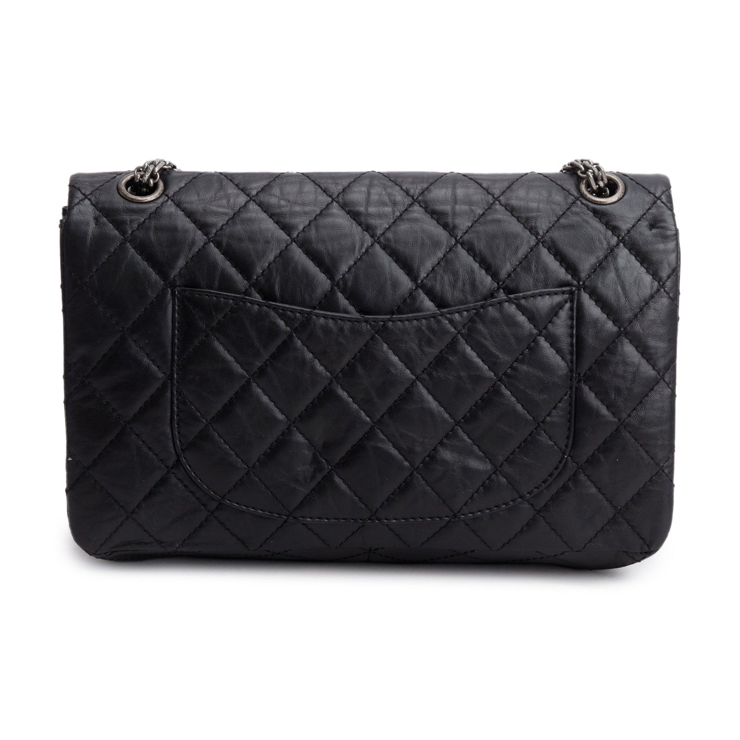 Chanel Black Aged Calfskin Leather 2.55 Reissue 226 Double Flap Bag