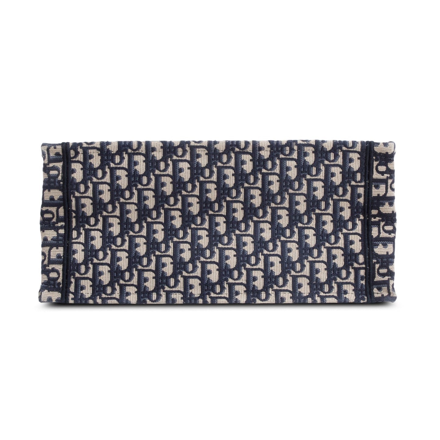 Christian Dior 2021 Ecru and Blue Oblique Embroidery Medium Book Tote