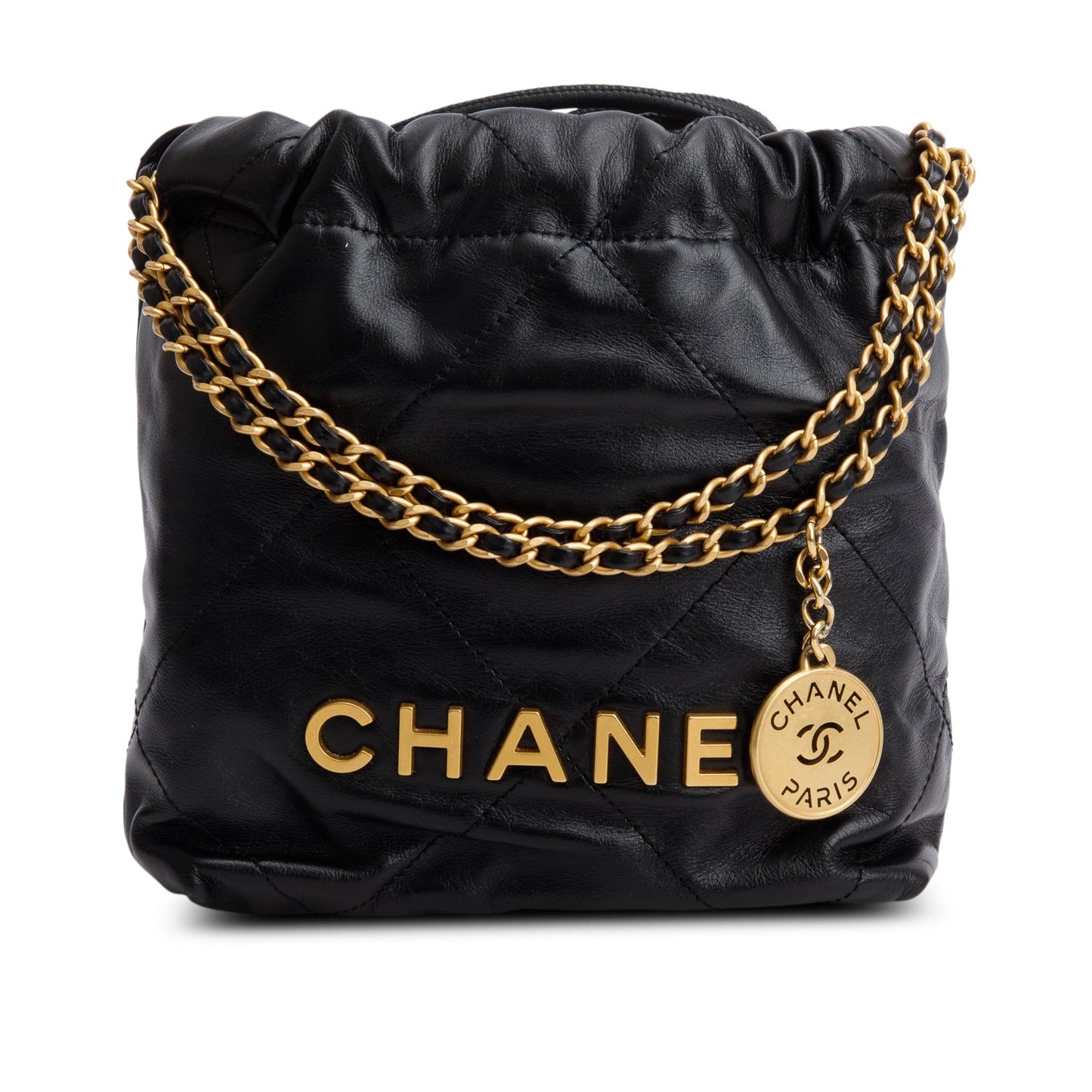 Chanel Black Quilted Shiny Calfskin Mini 22