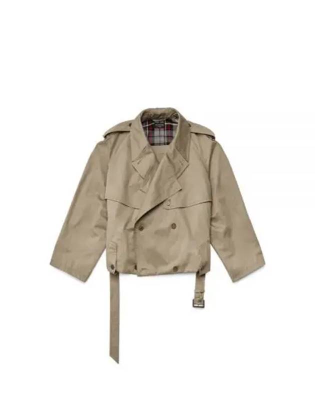 Luxury Balenciaga Trending 2025 Fold Cotton Twill Short Trench Coat Beige