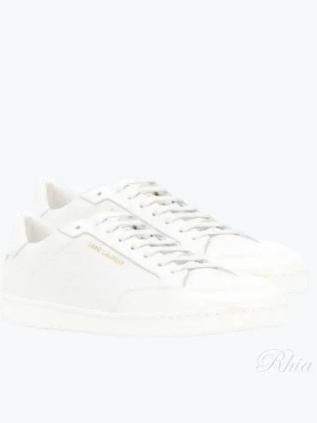 Luxury Saint Laurent Trending 2025 Court Classic Perforated Leather Low Top Sneakers White