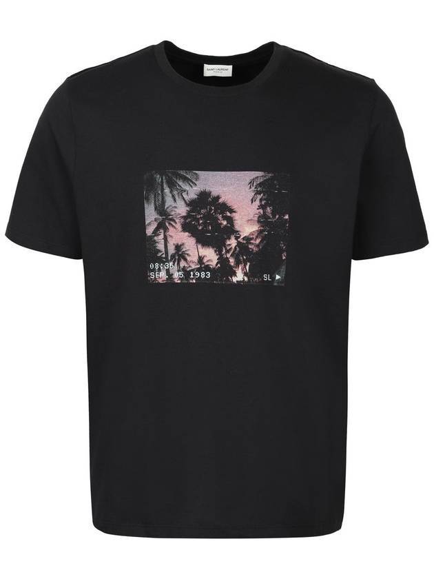 Luxury Saint Laurent Trending 2025 Paris Sunset Short Sleeve T-Shirt Black