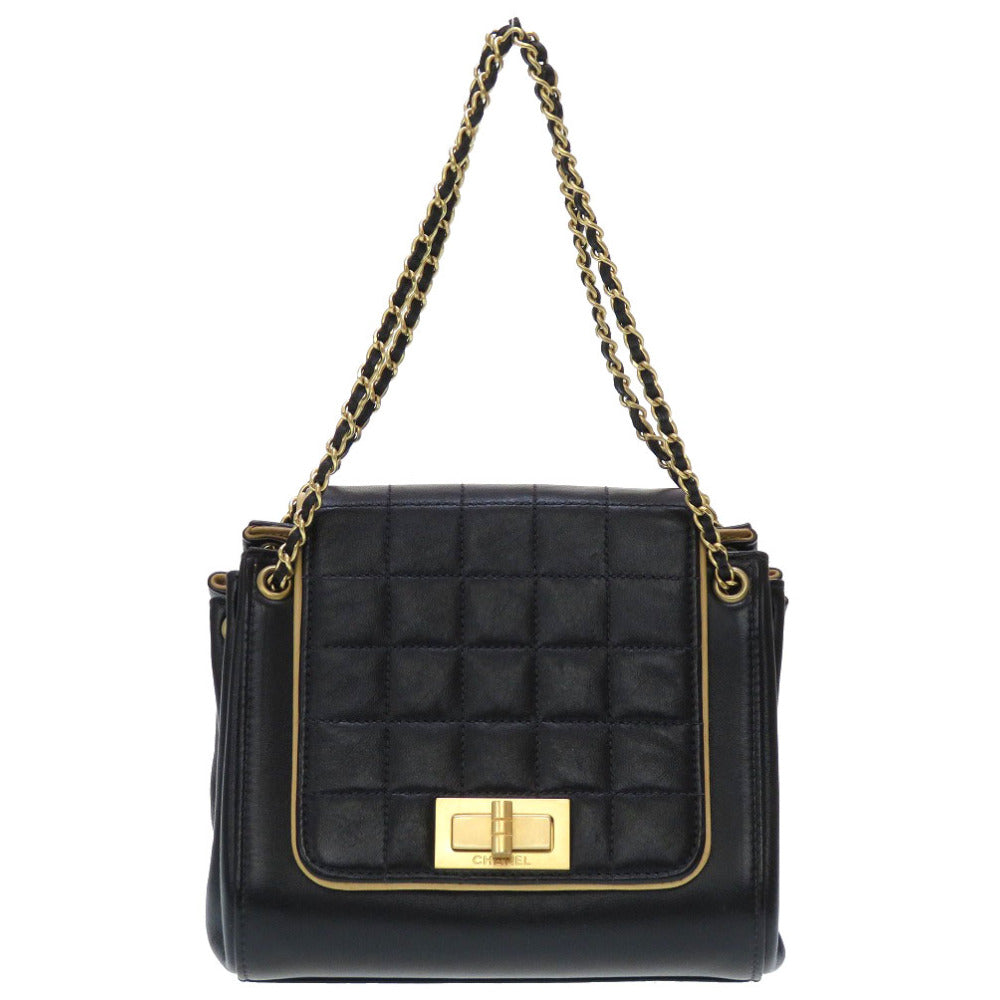 CHANEL Shoulder Bag lambskin black 2.55 chocolate bar Women