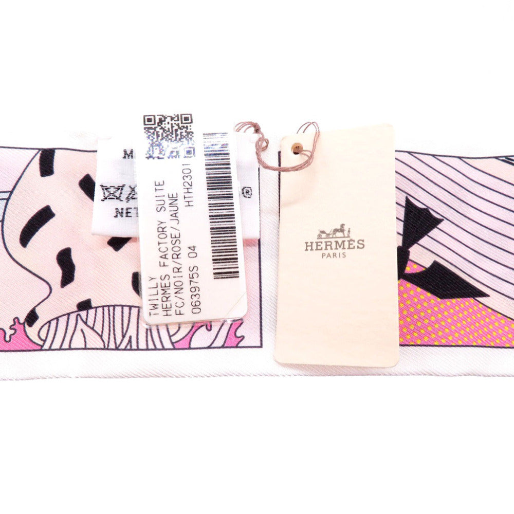 HERMES scarf silk black Twilly factory suit Women