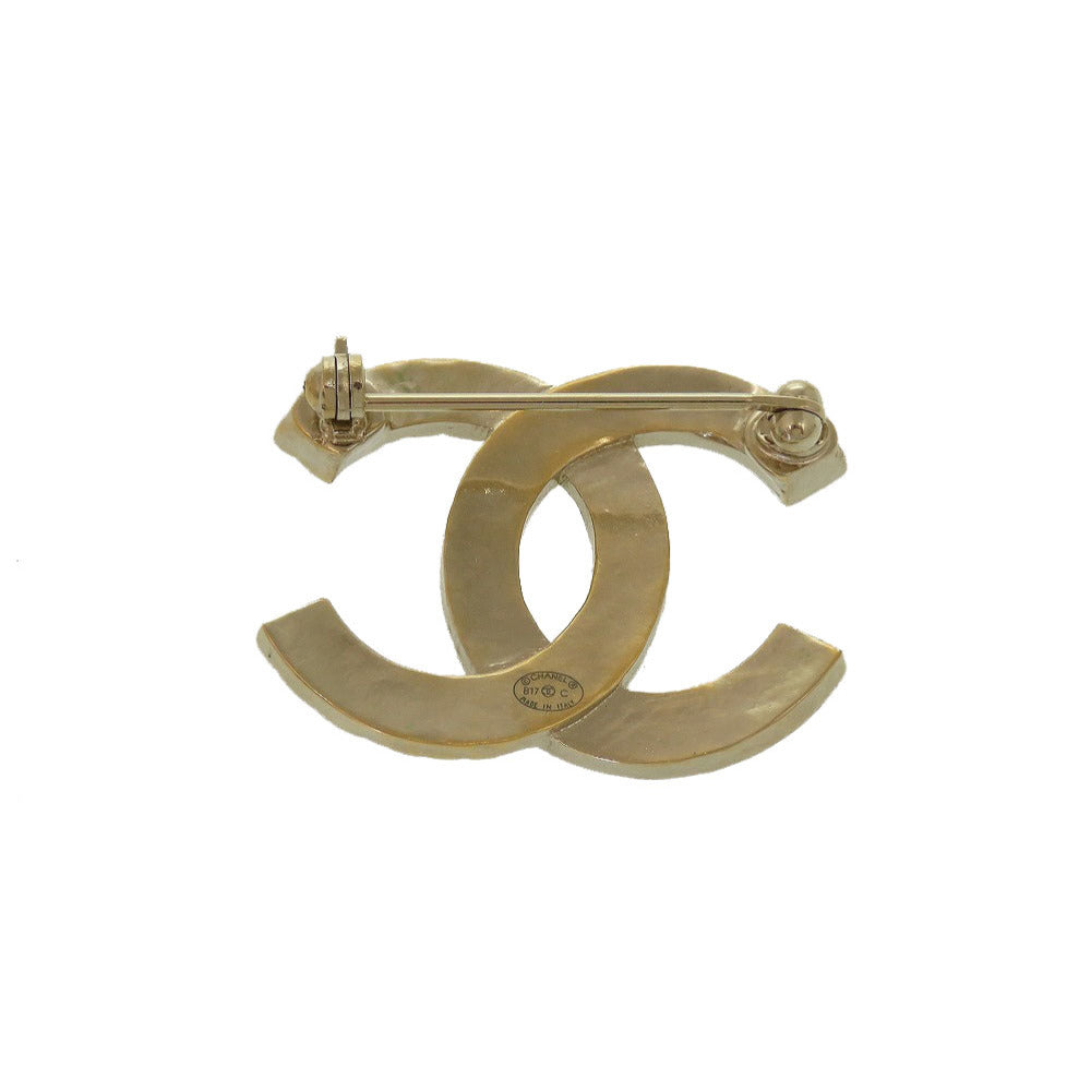 CHANEL Brooch Metal, Rhinestone gold COCO Mark Women