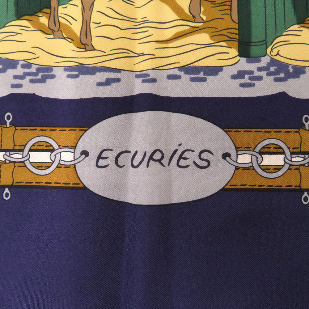 HERMES scarf silk Navy Carre90 ECURIES Stables Women