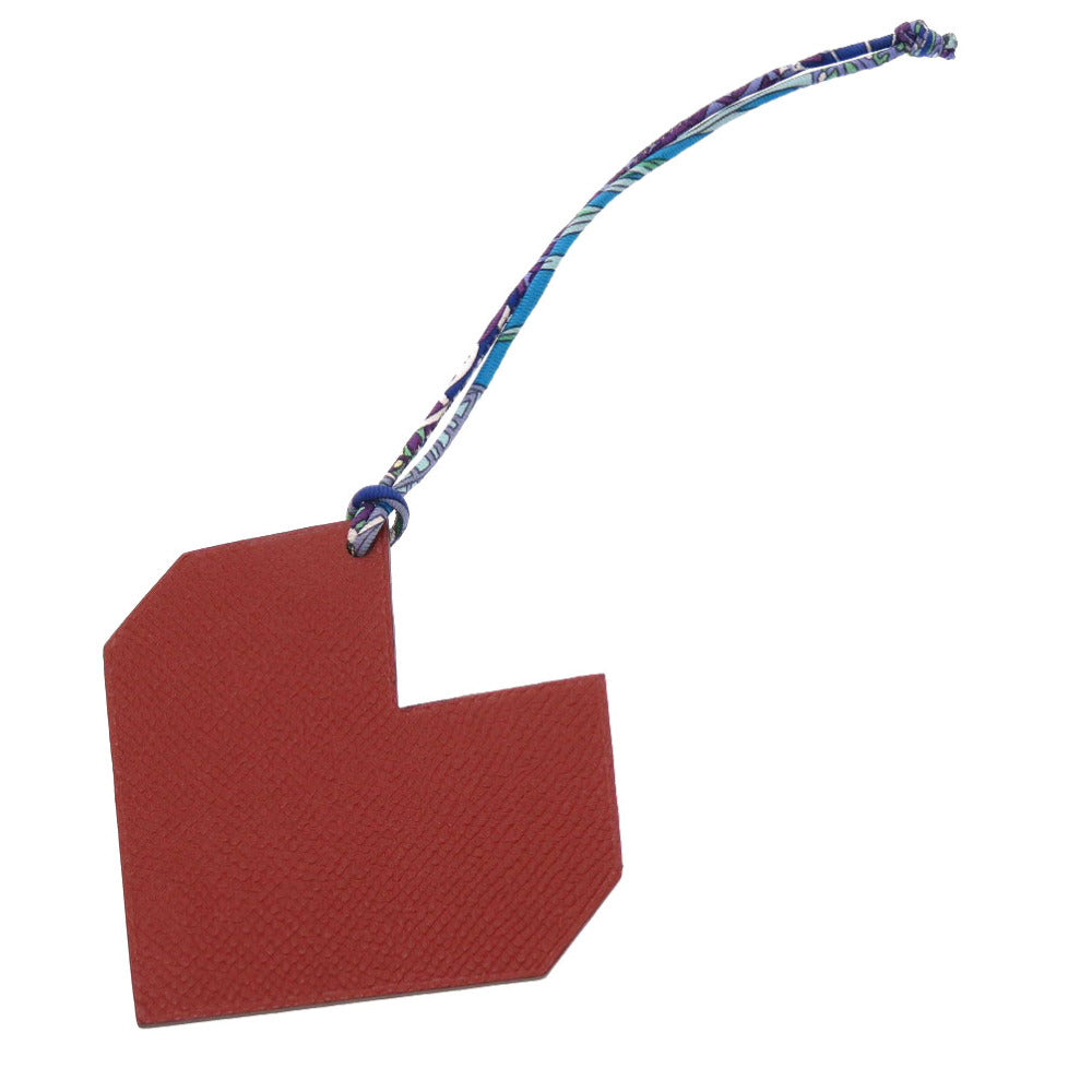 HERMES key ring Togo Brick Petite Ash Heart Women