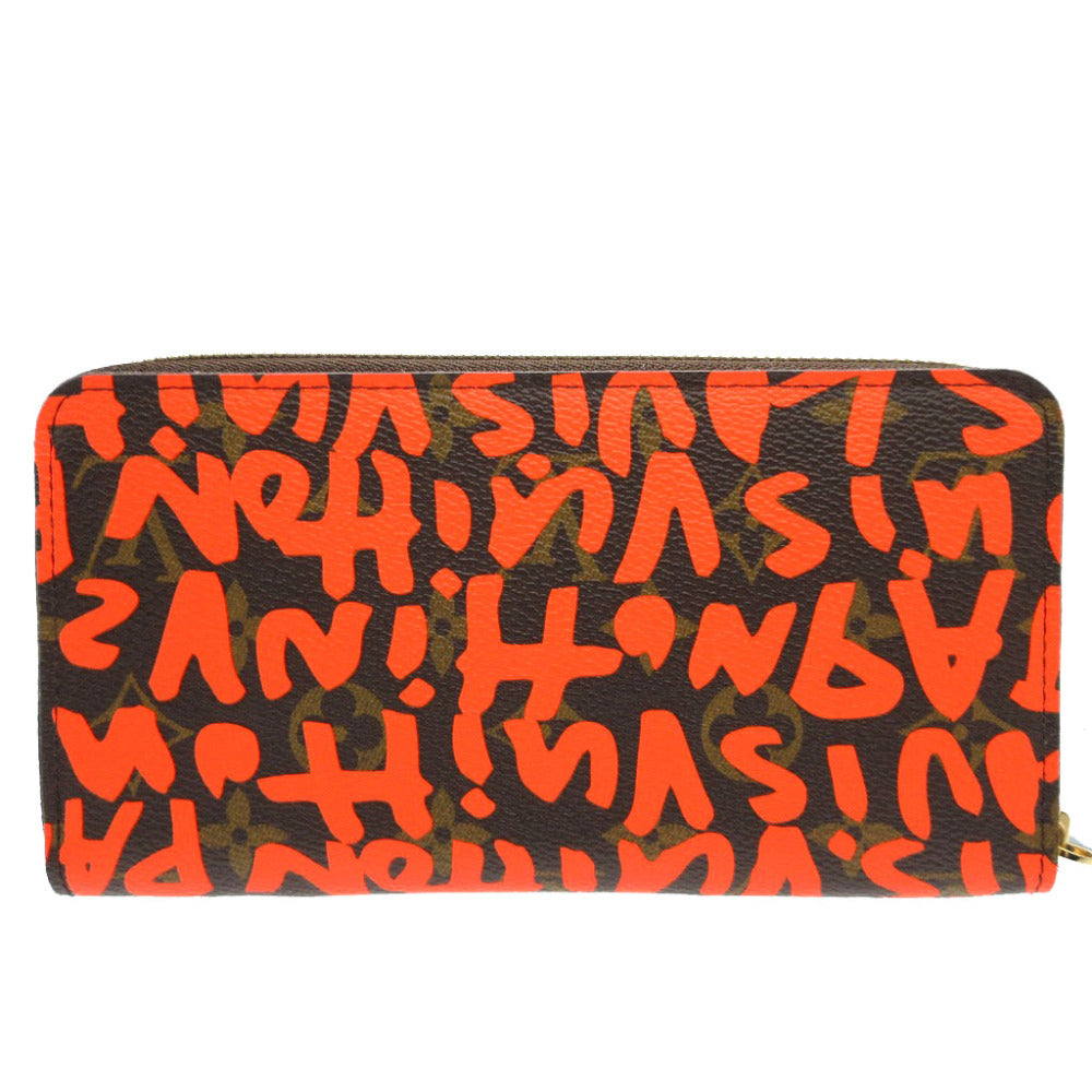 LOUIS VUITTON Long Wallet Purse M93711 Monogram canvas Orange Zip Around Monogram graffiti Zippy wallet unisex(Unisex)