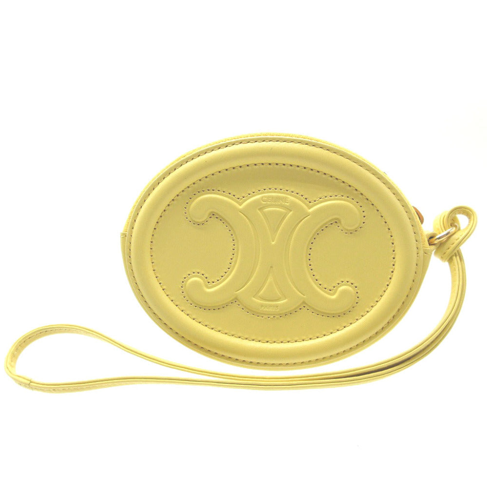 CELINE Coin case 10I483 leather yellow Triomphe unisex(Unisex)