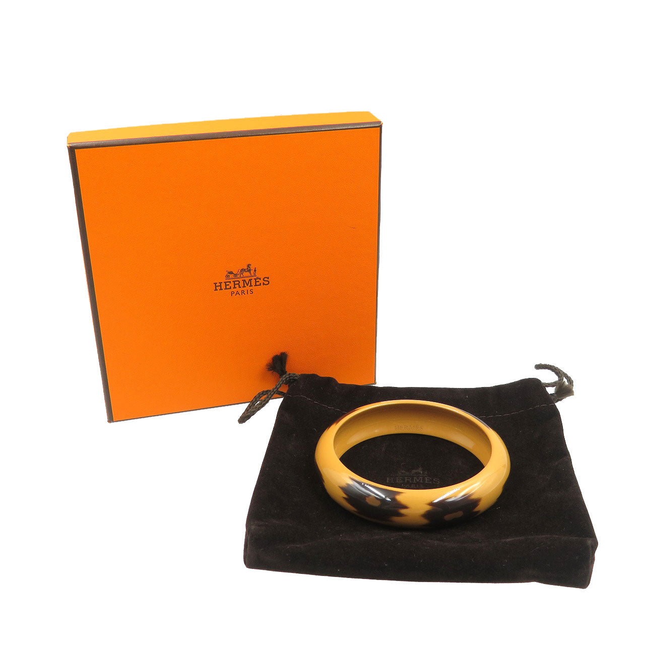 HERMES Bangle lacquer Brown Lacquerwood Women