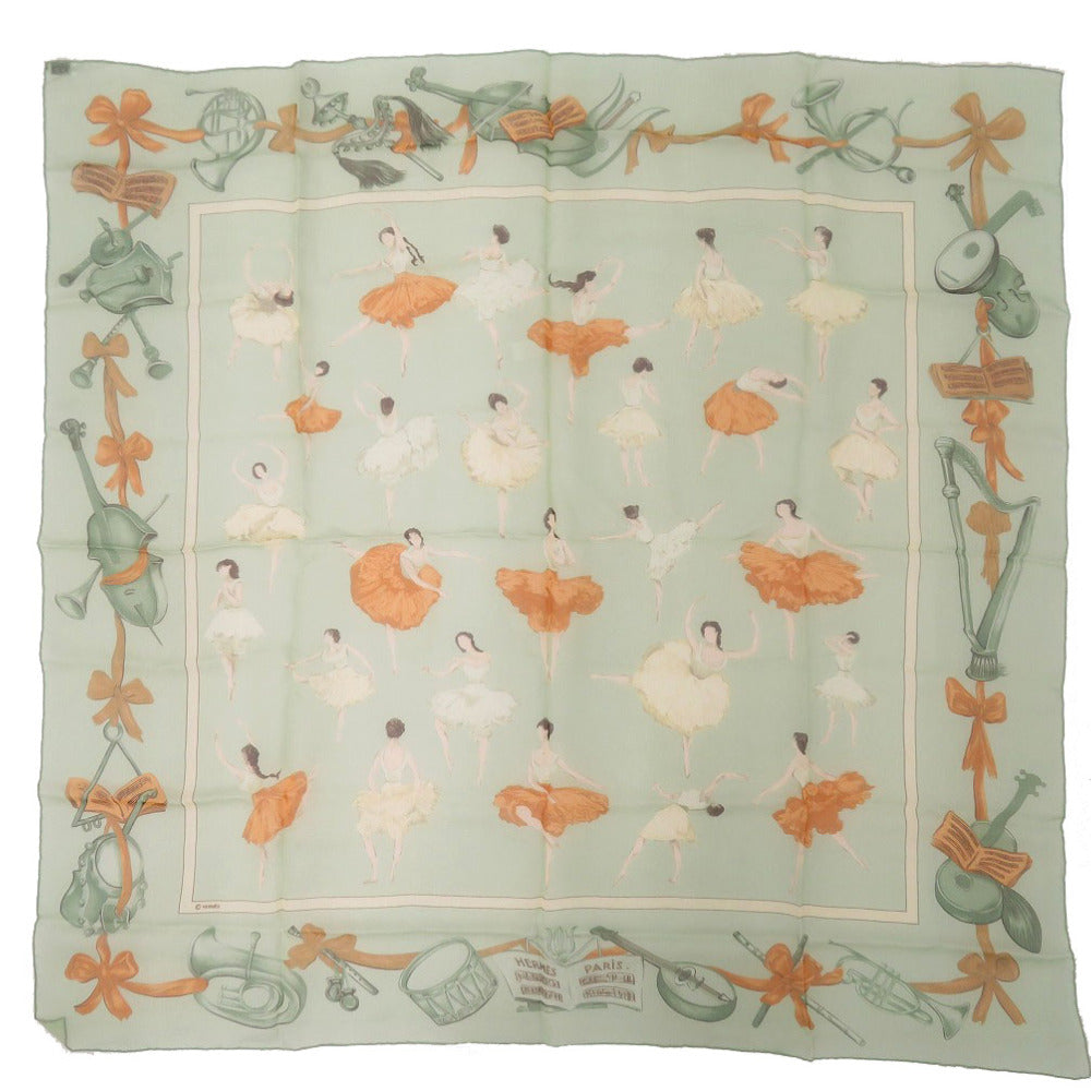 HERMES scarf silk green Carre90 LA DANCE Women