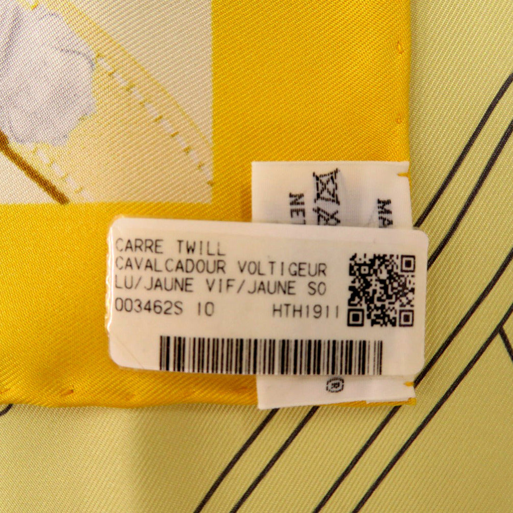 HERMES scarf silk yellow Carre90 CAVALCODOUR VOLTIGEUR Women