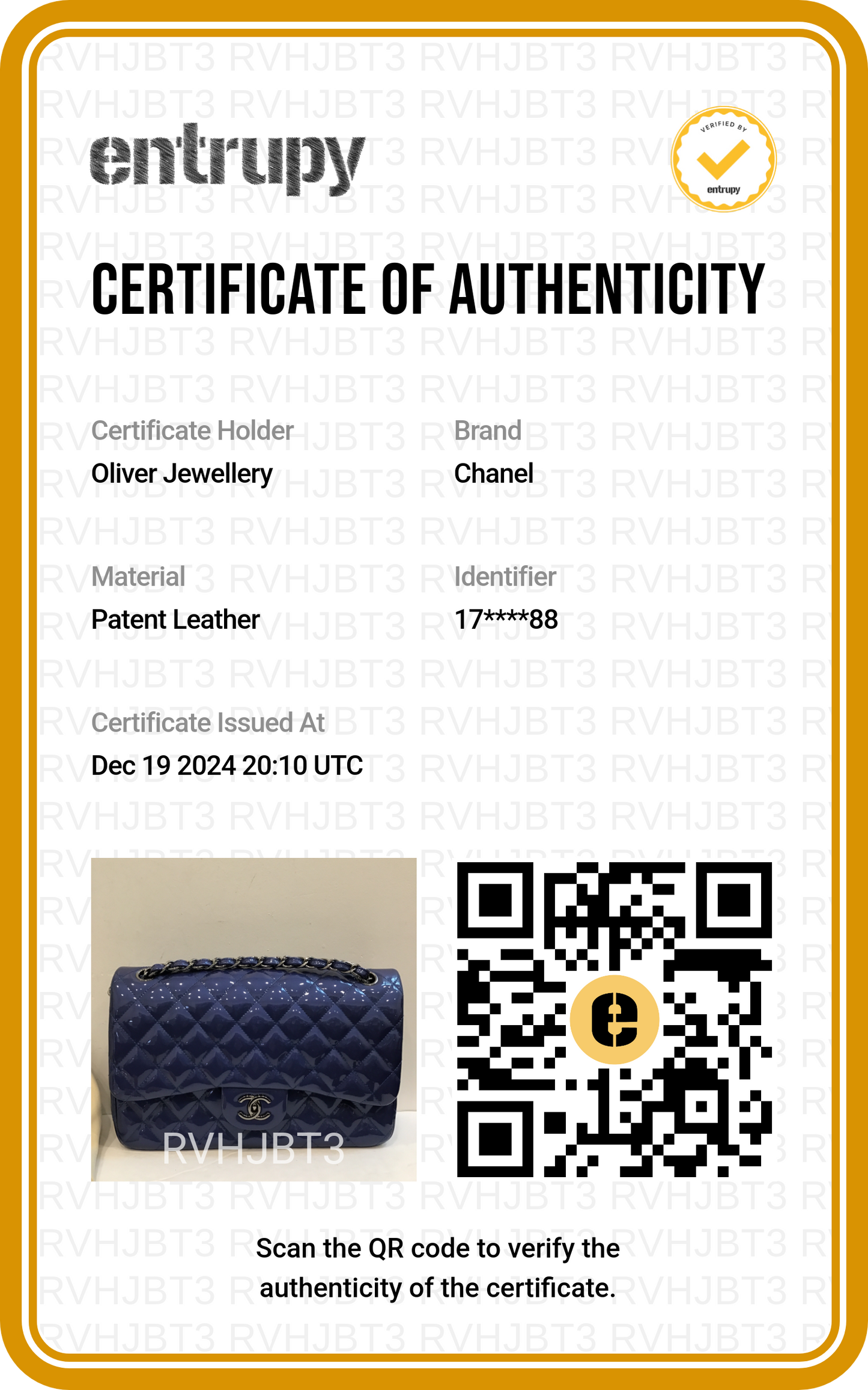 Chanel Blue Quilted Patent Leather Classic Jumbo Double Flap Bag