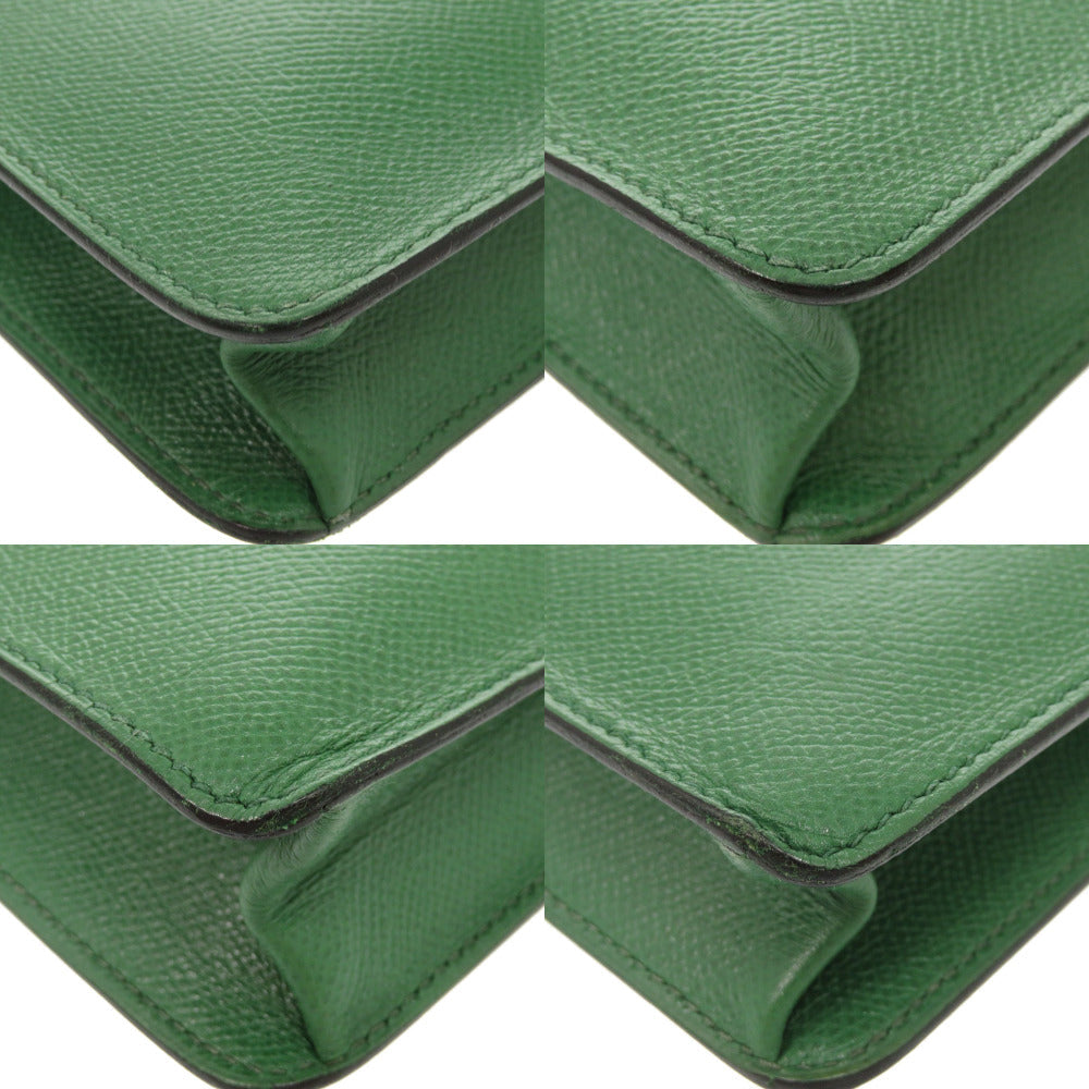 HERMES Briefcase Courchevel Vert kelly cross