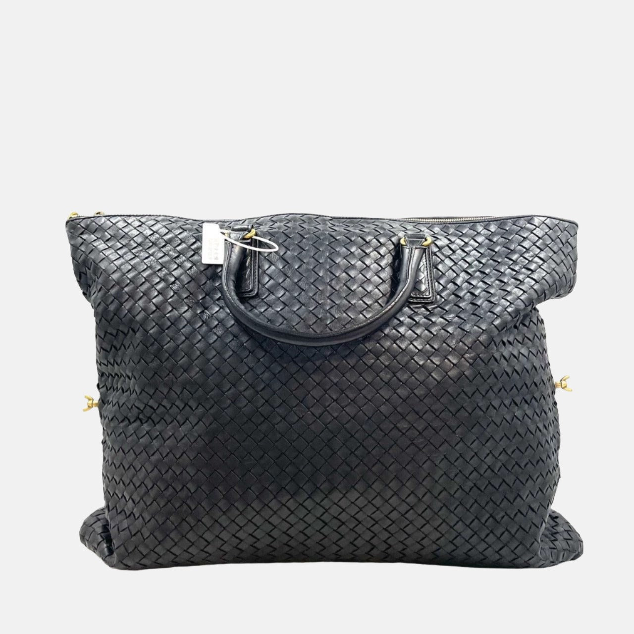Bottega Veneta Maxi Convertible Tote Bag Hobo Black Leather Two-way Carry 50cm