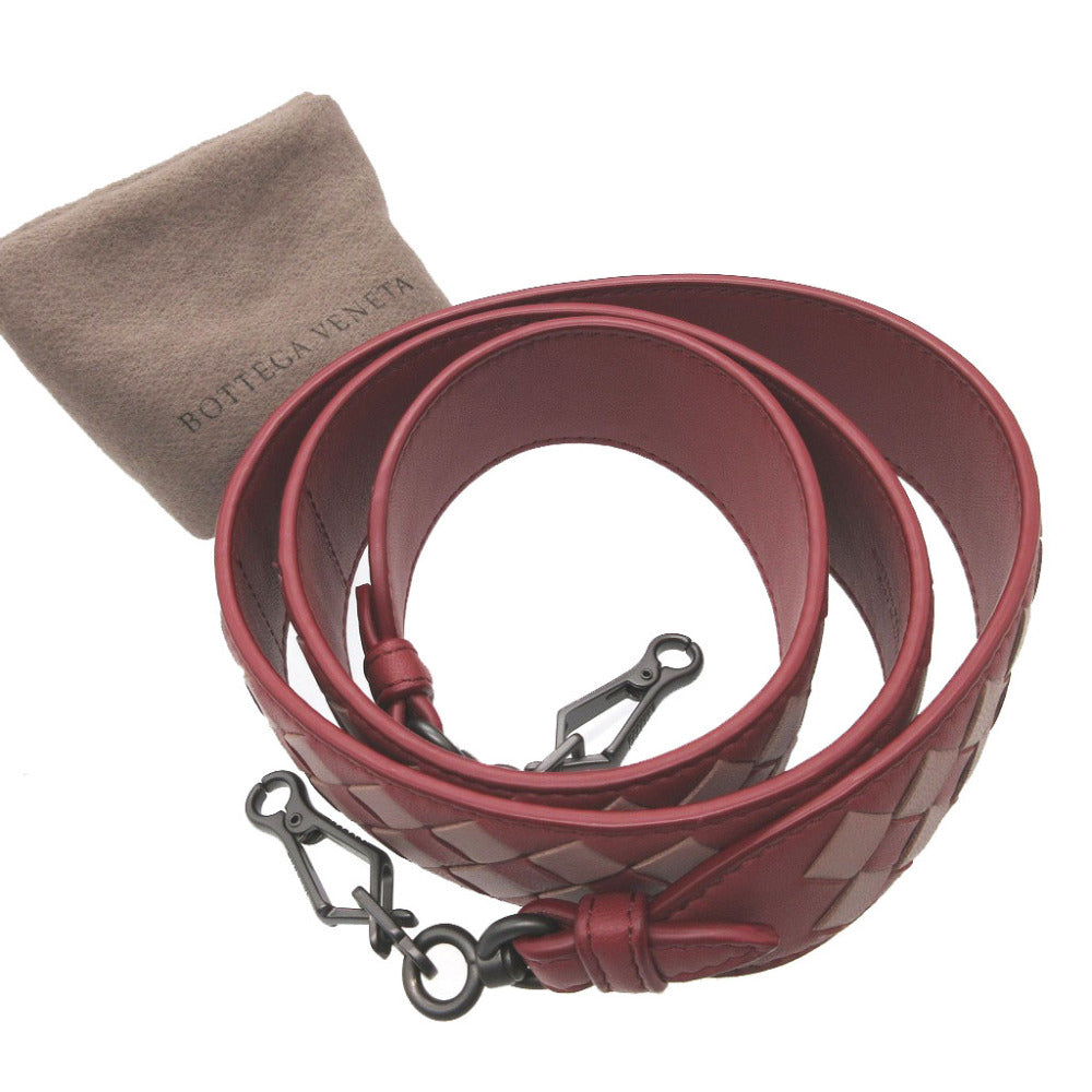 BOTTEGAVENETA Shoulder strap 563992 leather Red INTRECCIATO unisex(Unisex)