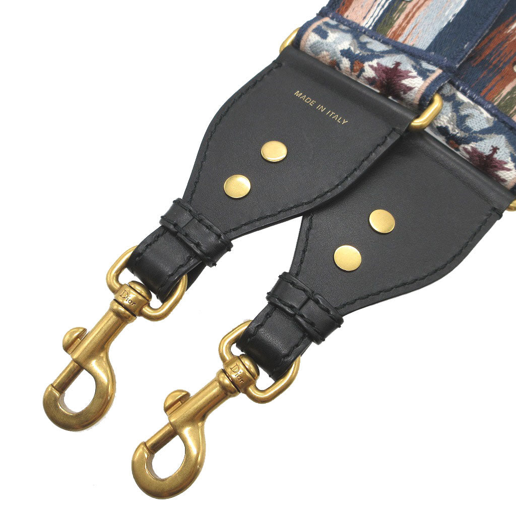 Christian Dior Shoulder strap Canvas, Leather black Embroidery Floral unisex(Unisex)