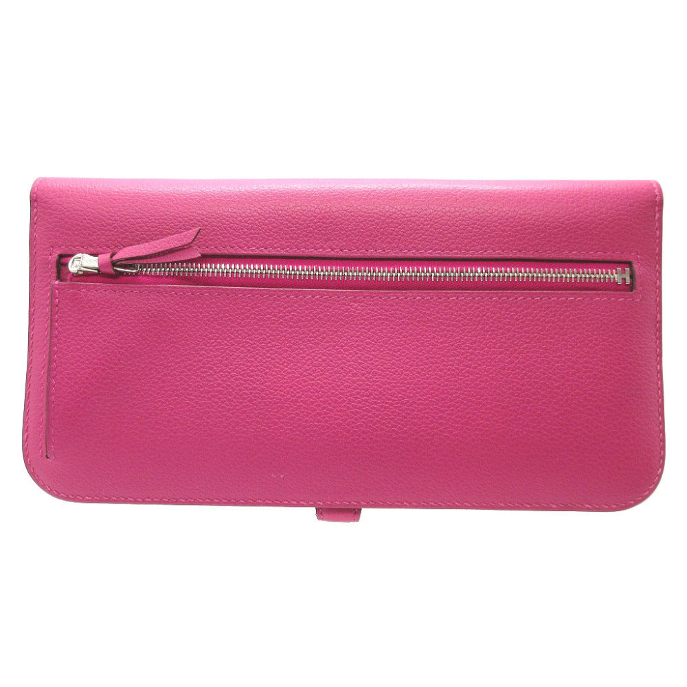 HERMES Long Wallet Purse Evercolor Rose purple Dogon Long Women