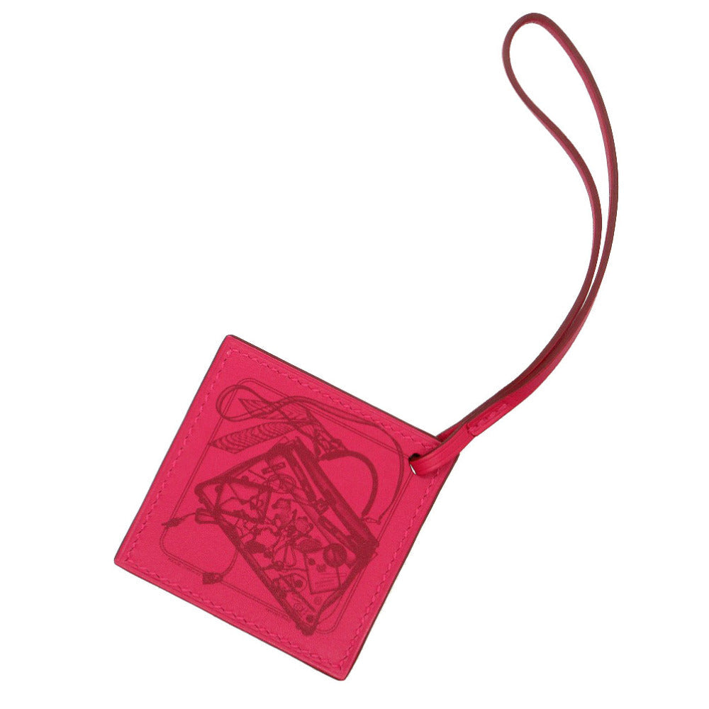 HERMES key ring Vaux Swift Rose mexico Carre Nano Charm Women